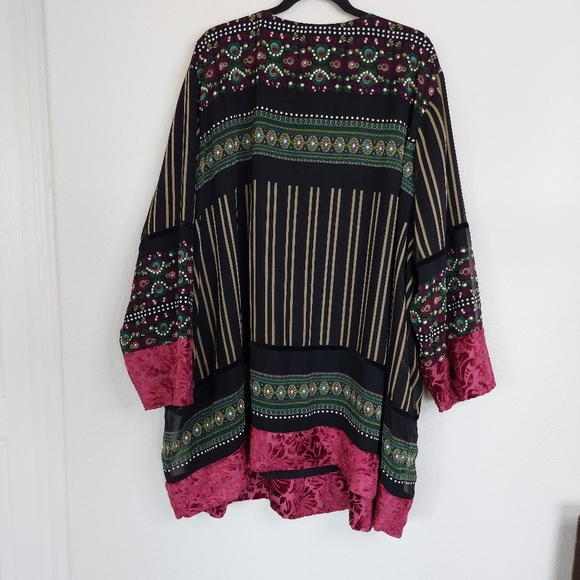 Ulla Popken Floral Mixed Print Velvet Trim Tunic Dress Size 32/34 - Picture 5 of 8